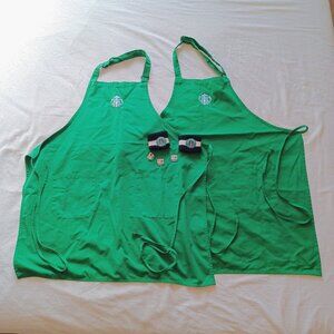 2010s Starbucks Lot of Employee Aprons, Wrist Bands and Certified Barista Pins